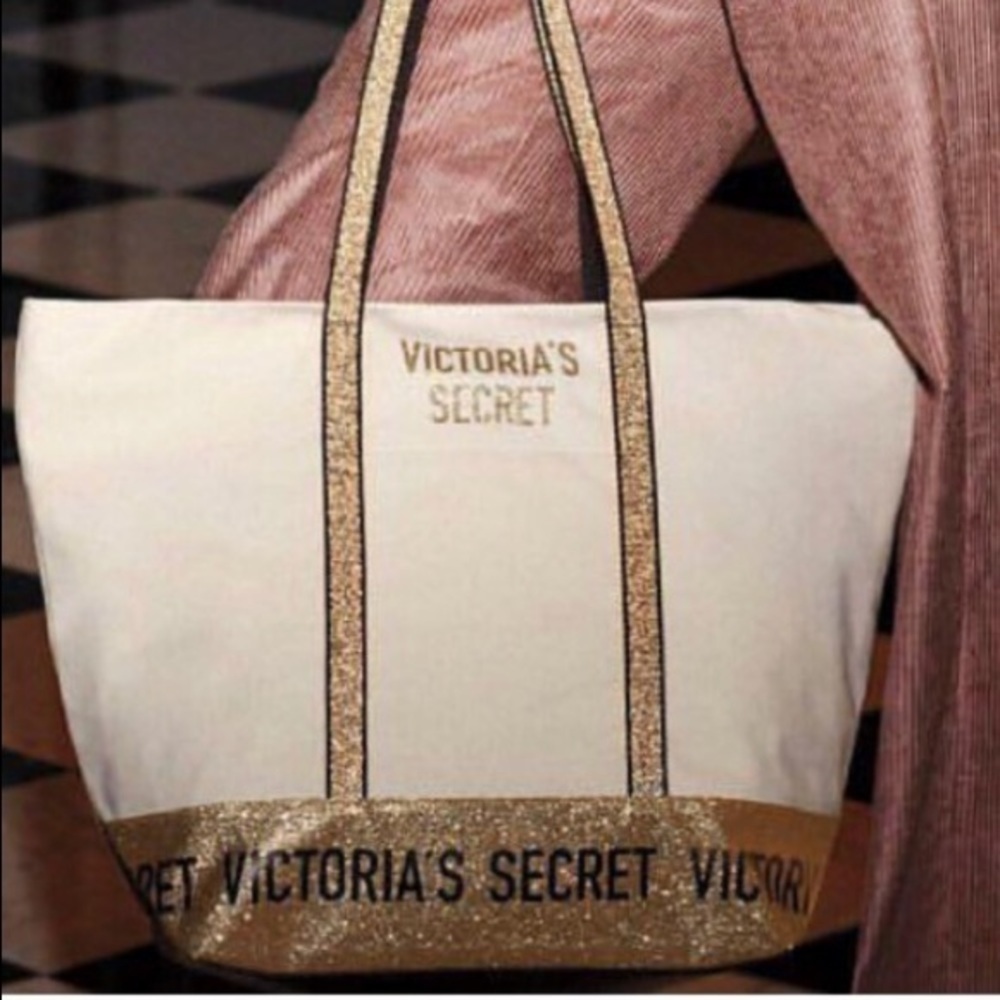 Victoria’s Secret tote bag with golden detailing